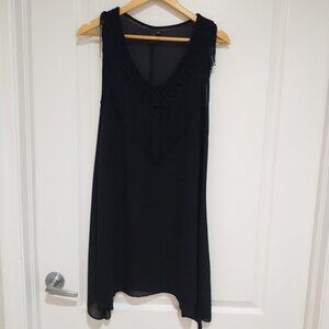 Valija Sleeveless Black Sheer Fringe Cover Up S Boho